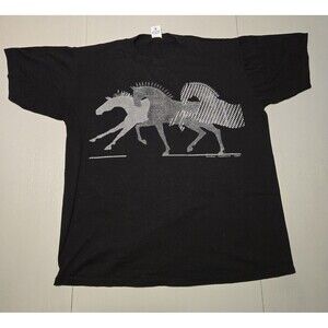 Vintage Horse T-Shirt  Sz L 80s 1980s Made In USA